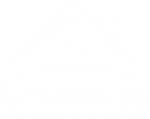 Logo de l'entreprise AM Rénovation en blanc fond transparent